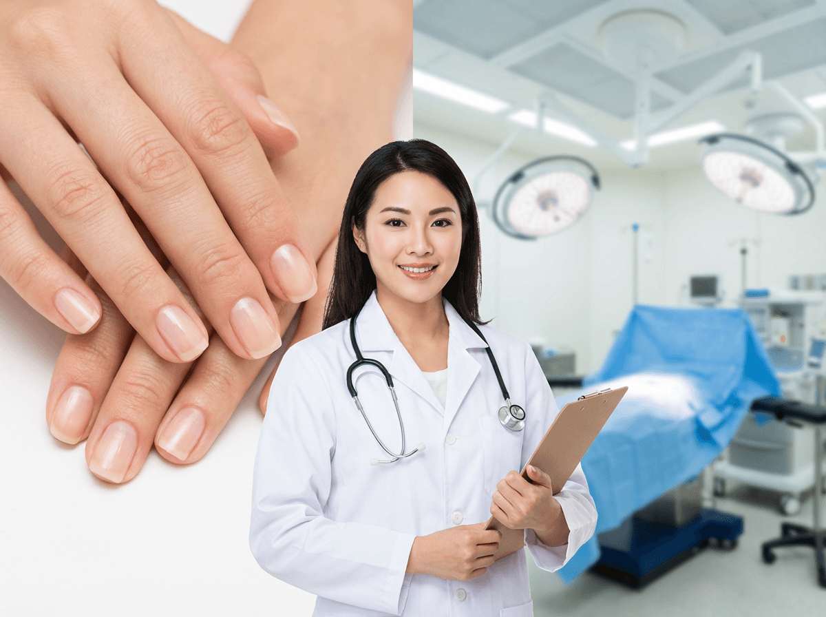 Professional treatment for grey nails at Kcentric medical center.