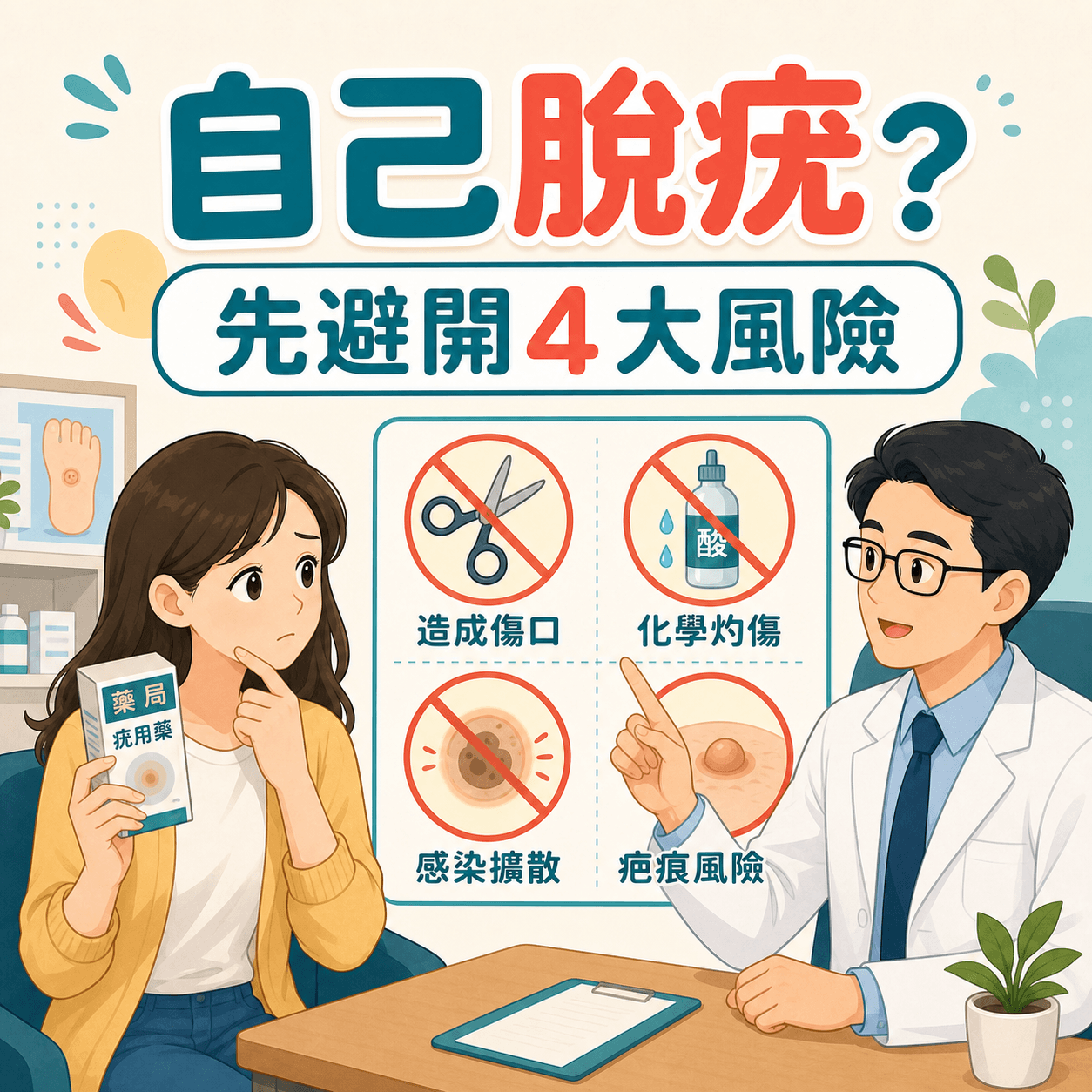 醫生解釋自行脫疣與偏方風險