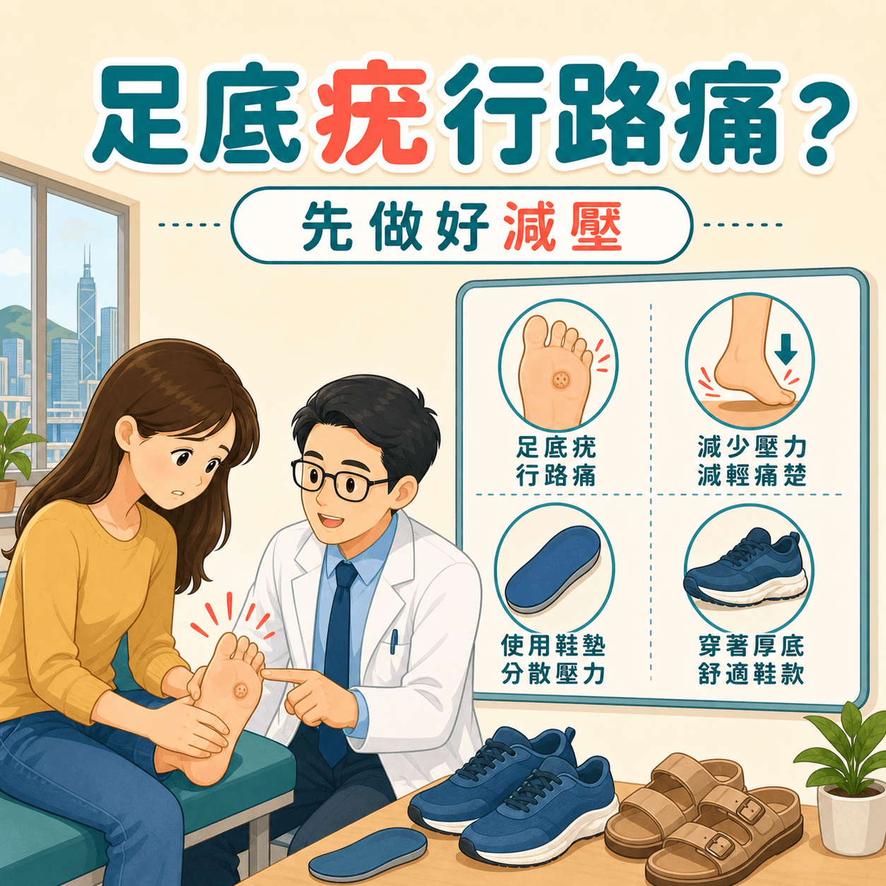 醫生解釋足底疣行路痛與鞋履減壓