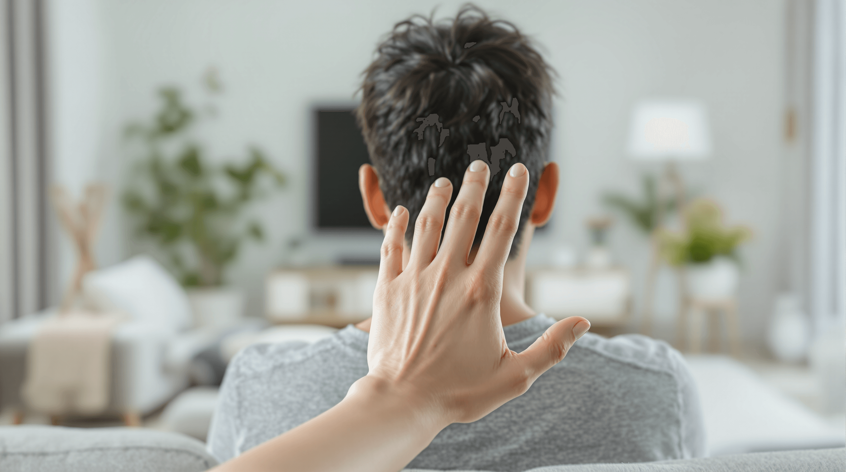 A person thoughtfully examining their hand, representing the question of whether to treat a wart or wait for it to heal.