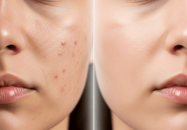 Symbolic image representing the transformation to clear and healthy skin, achieved through effective acne treatment.