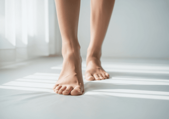 A person's healthy and clean feet after successful plantar wart treatment, symbolizing relief and recovery.